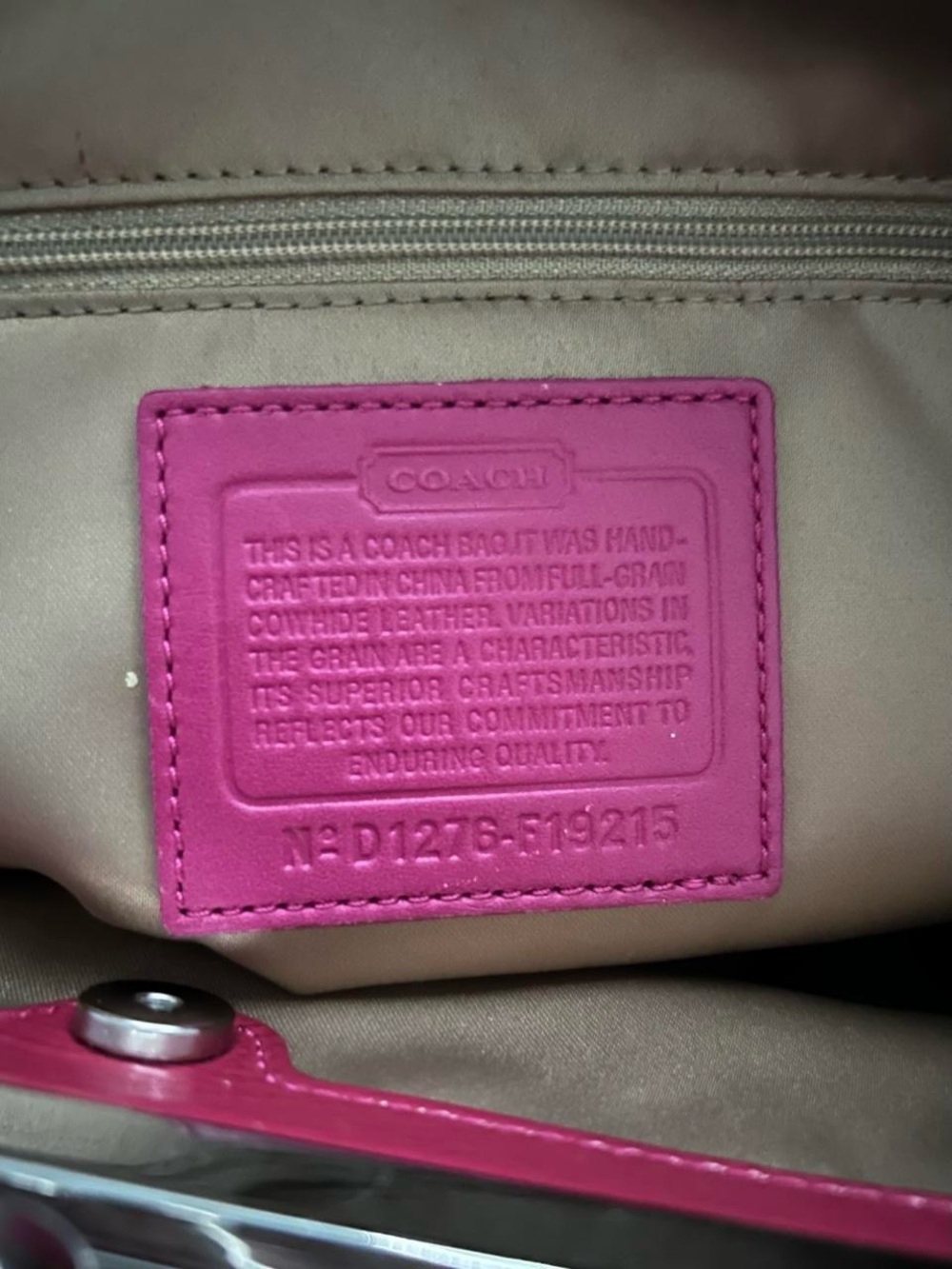 Vintage Coach Hot Pink Signature Pebbled Leather Shoulder Tote - Picture 3 of 5
